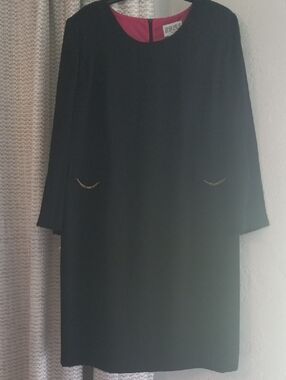 Julian Taylor Black Dress with Pink Neckline Lining